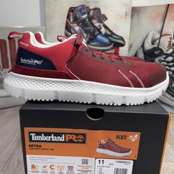 Timberland Pro Setra Composite Safety Toe Shoes Lace Up Work Red Size 10-11 Mens