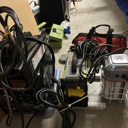 Two Welders , 11 Amp Milwaukee Grinder (new) 150 Watt LED Light 21,000 Lumens