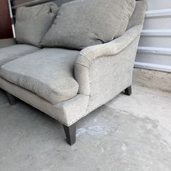 Gray Upholstered Nail Head Down Love Seat 