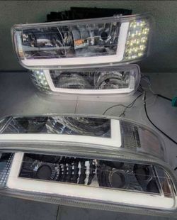 99-02 Silverado 00-06 Suburban Tahoe LED Headlights Luces Micas Calaveras Faros Faroles Focos Headlamps Chevy