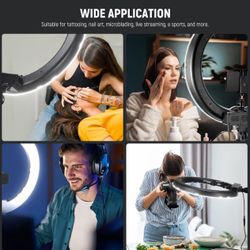 NEEWER Ring Light 18inch Kit: 55W 5600K Professional LED with Stand and Phone Holder, Soft Tube & Bag for Tattoo Lash Extension Barber Makeup Artist S
