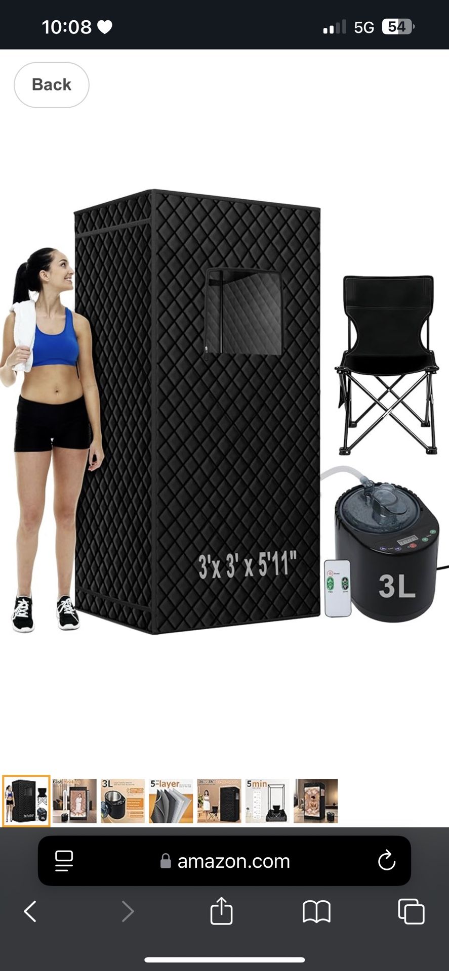 Portable Steam Sauna，3'x 3' x 5.9' Full Body Sauna Box for Home, Sauna Tent Sauna Box 