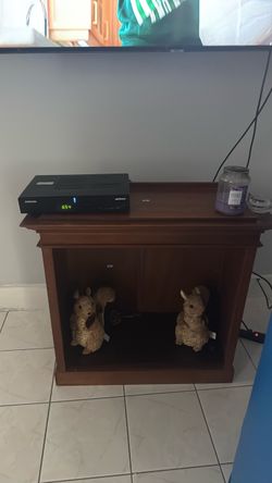 Wood TV Stand Cabinet with Glass Doors