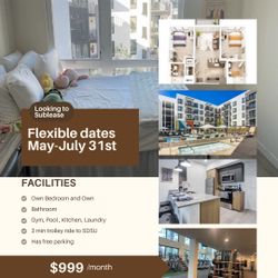 🌴 Sublease Available – May, June, July (Flexible!) | Near SDSU 🌴