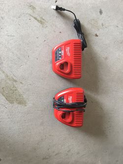 Milwaukee M 12 battery chargers.