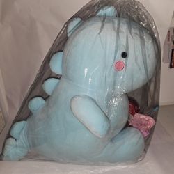 Valentines plush Blue dinosaur comes with candy