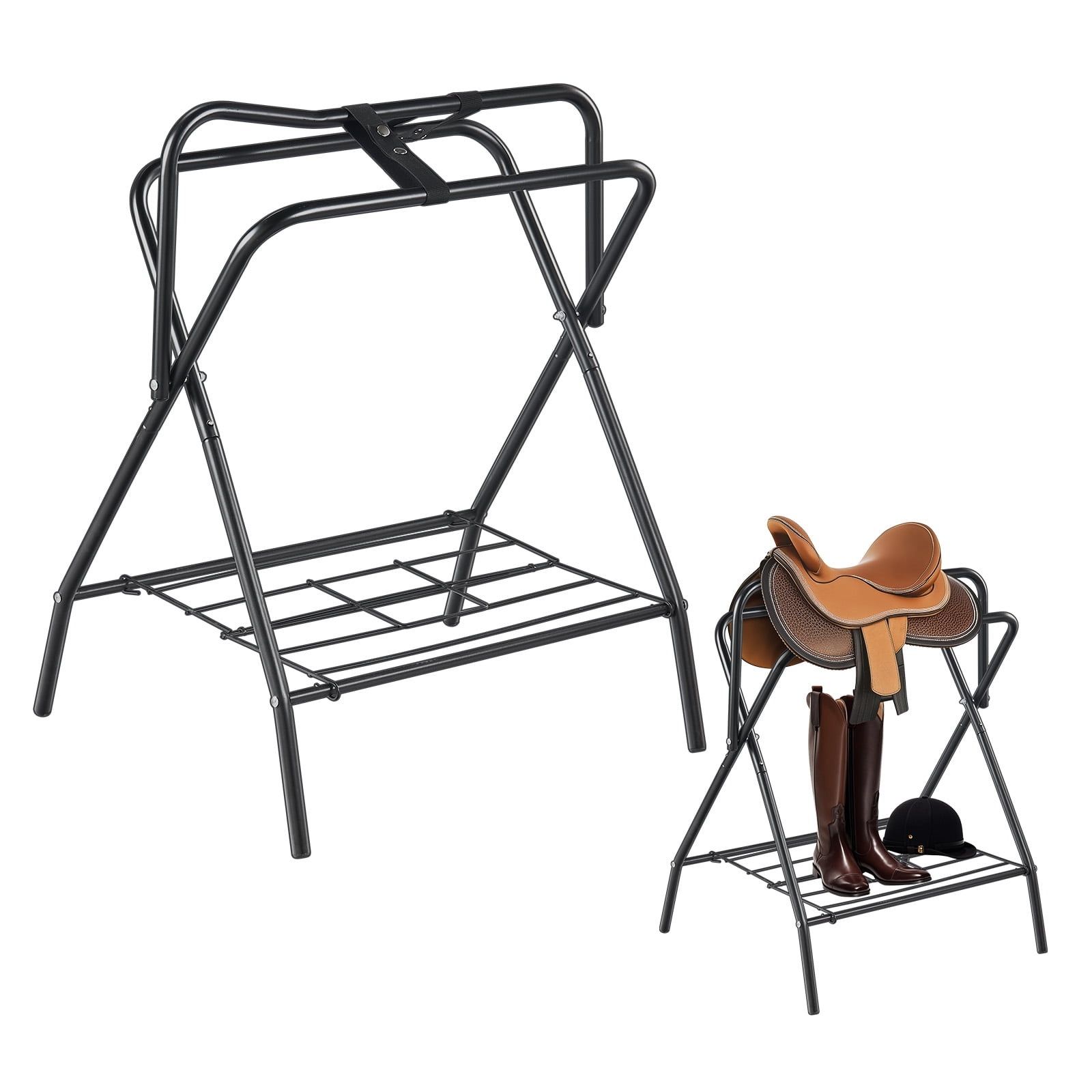 Collapsible Saddle Stand, Dimensions 28 x 19 x 37.5 inches, Independent Equestrian Saddle Holder, Movable Horse Blanket Rack, Robust Steel Saddle Stan