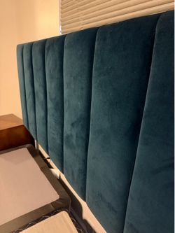 Cal King Headboard Velvet Blue