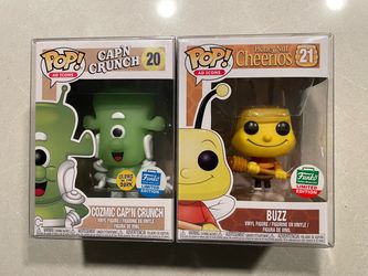 GLOW Cozmic Cap’n Crunch & Buzz Funko Pop Set *MINT* Shop Exclusive GITD Honey Nut Cheerios Ad Icons 20 21 with protector Cereal General Mills