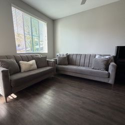 2pc Dark Grey Modern Sofa Set