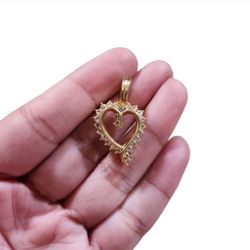 Vintage Gold Toned Roman Bling Heart Shaped Pendant 1.25"