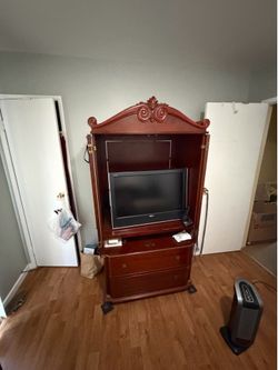 Elegant Solid Wood TV Armoire / Entertainment Cabinet – $850 OBO