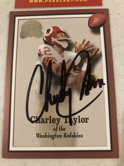 Charley Taylor Autographed Card with COA 