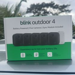 Blink Outdoor 4 Wireless Smart Security Camera, 2 Year Battery Life, 1080p HD, Two-Way Talk, Sync Module Core Included - 5 Cameras System 