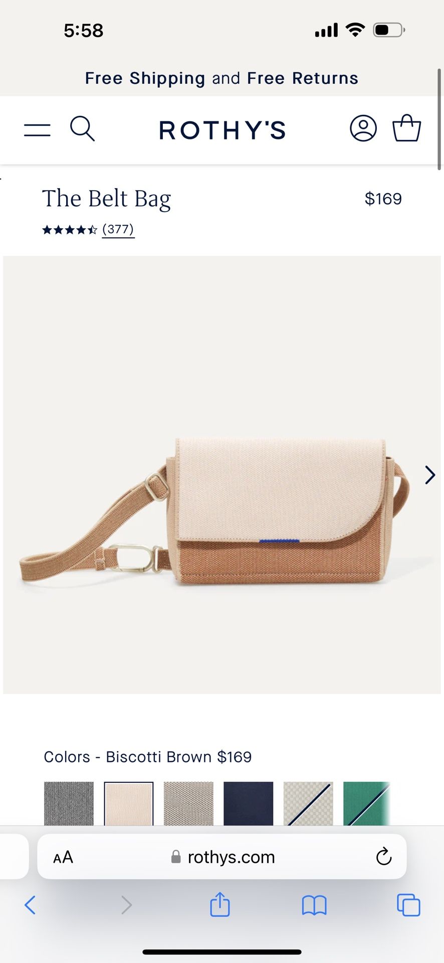 Rothy’s belt bag-used Twice
