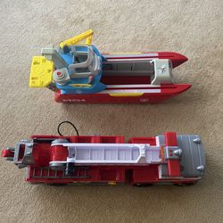 Paw Patrol Mega Vehicle Set - Sea Patroller & Ultimate Fire Truck Description