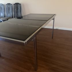 74 X 37 Dining Table Chrome & Tempered Glass