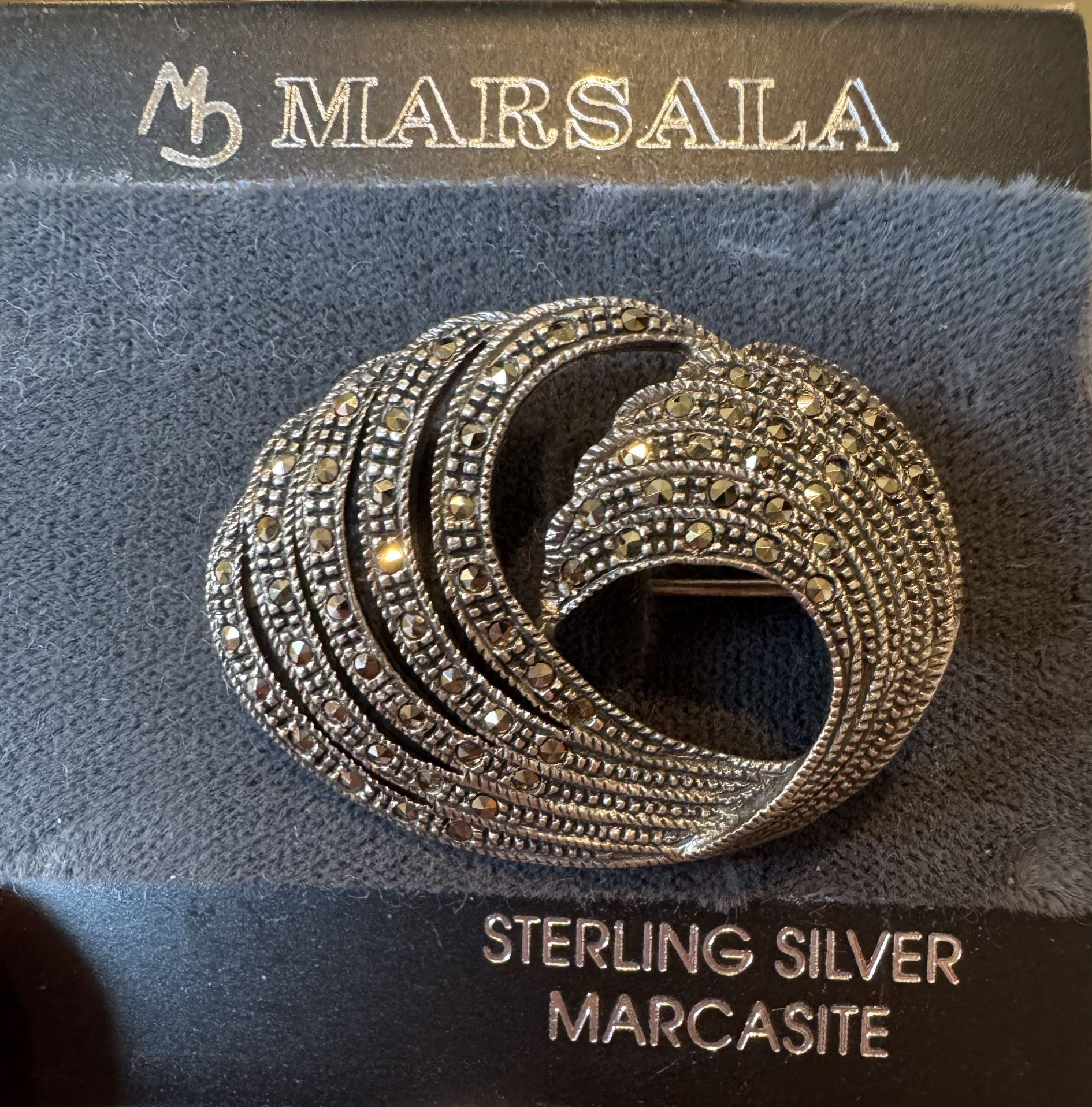 Vintage Silver Marcasite Brooche - Marsala Brand