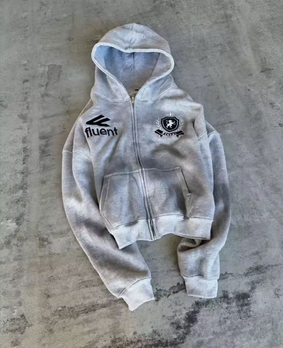 Grey Worn Zip Up