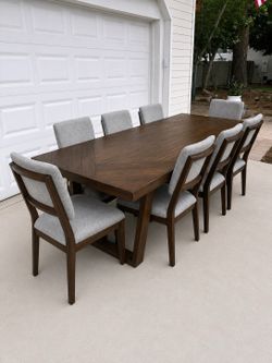 Modern Solid Wood Dining Table Set – Seats 8