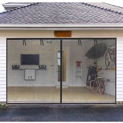 Garage Screen Doors for 1 car garage-8x7FT Fiberglass 1400g/3.1lb Durable Heavy Duty Magnetic Garage Door Screen Retractable Hands Free with 4 Roll Up