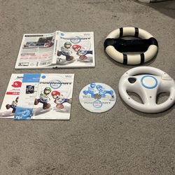 Mario Kart Wii Bundle Lot Game with 2 Steering Wheels Tested