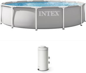 New Pool / Alberca 12ft x 30in Metal Prism Frame + Pump and Filter included Intex