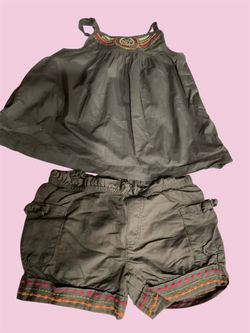 Gymboree Girls green embroidered pants and top set Size 7