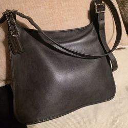 Vintage Coach Black Saddle Leather Crossbody Bag Shoulder Bag Purse Tote 13" X 10"