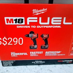 Milwaukee Drill Set With Batteries Charger Case New 