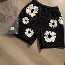 Black Denim Tear Shorts 