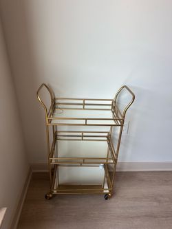 Cole Antique Brass and Mirror 3 Tier Bar Cart