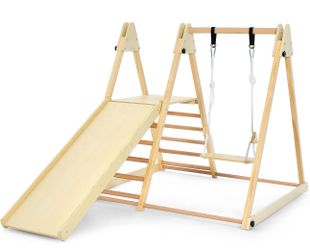 Indoor wooden jungle gym
