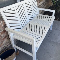 Wooden White Bench 