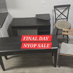 ^ MUST GO NOW ^ Hallway Table, Computer Desk, Bar Stool, And Wood Chair