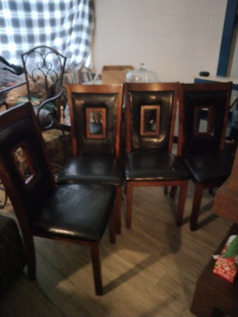 Oakwood Brown Leather Kitchen Table Chairs