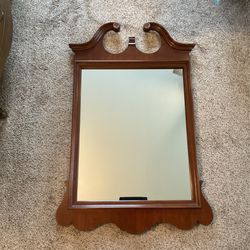 Carved  Solid Cherrywood Chippendale Style Wall Mirror 