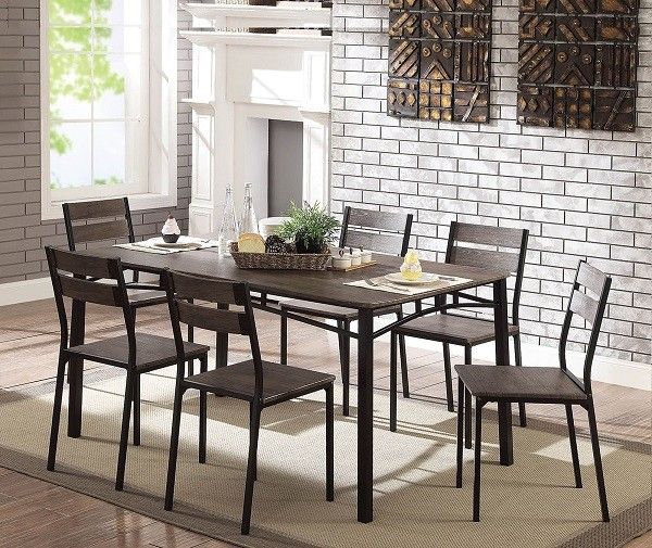 BRAND NEW WESTPORT 7-PIECE DINING TABLE SET ANTIQUE BROWN BLACK AVAILABLE NOW
