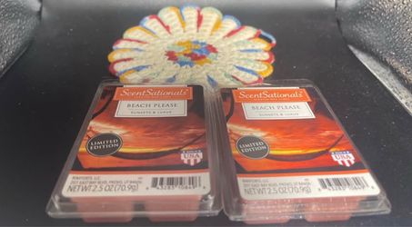 Lot of 2 ScentSationals Beach Please Wax Melts Sunsets & Luau