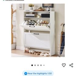 BRAND NEW - Shoe Storage Cabinet with 2 Flip Drawers