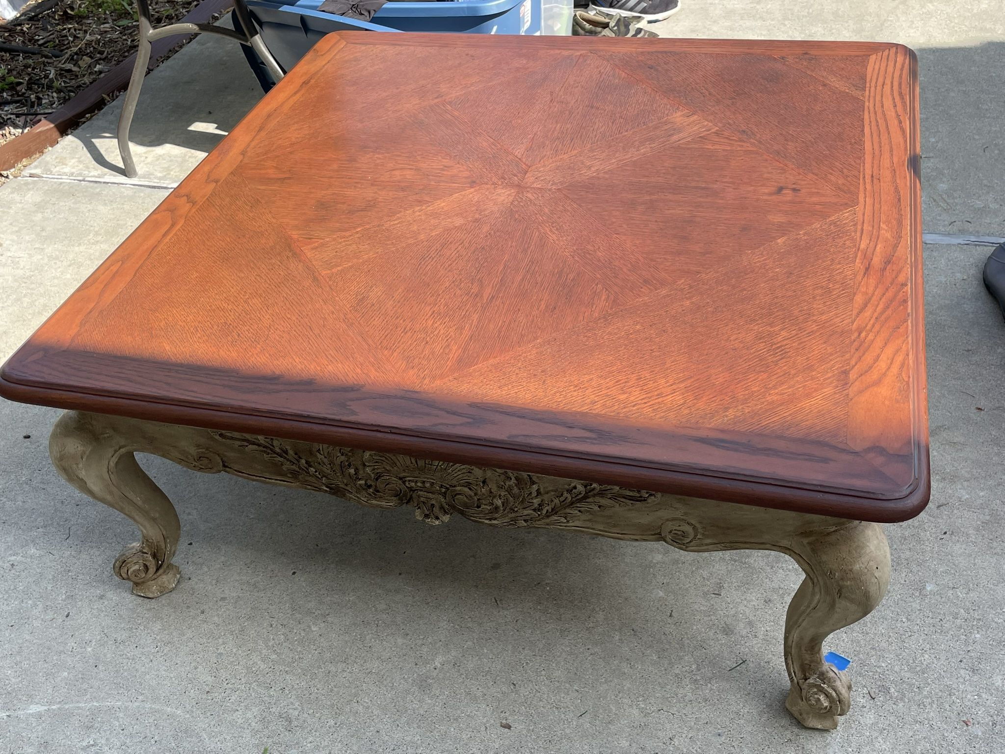 Garage Sale Day!! $75 OBO Solid Wood Square Coffee Table Sturdy!