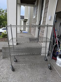 Heavy-Duty Commercial Wire Shelving Rack – 4 Shelves with Casters