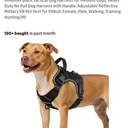 NEW BLACK TACTICAL DOG HARNESS MEDIUM