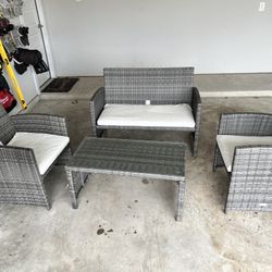  4-Piece Rattan Wicker Patio Conversation Set