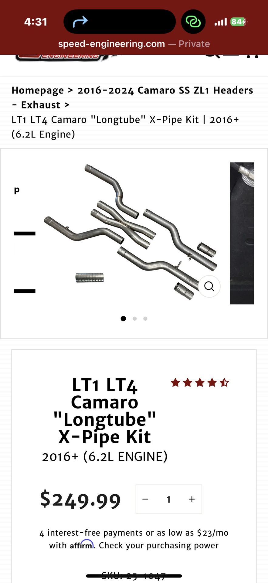 2016+ Camaro X Pipe Kit
