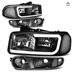 Refurnished 01-06 Yukon Denali G2 black housing clear reflector headlights