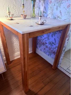CB2 Marble Top Counter Height Table / Console Table