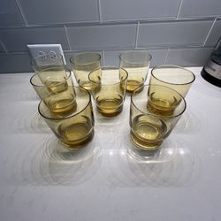 8 piece Amber glass cups