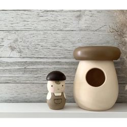 Mushroom Peg Doll in a Mushroom House Box