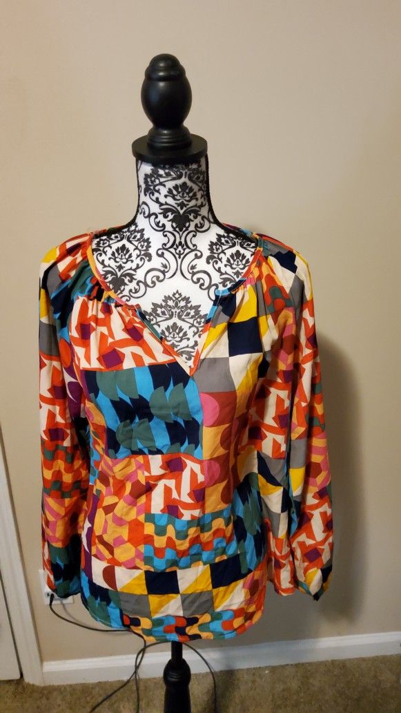 Emily Wonder Multi-Color Print Top Size Small 
